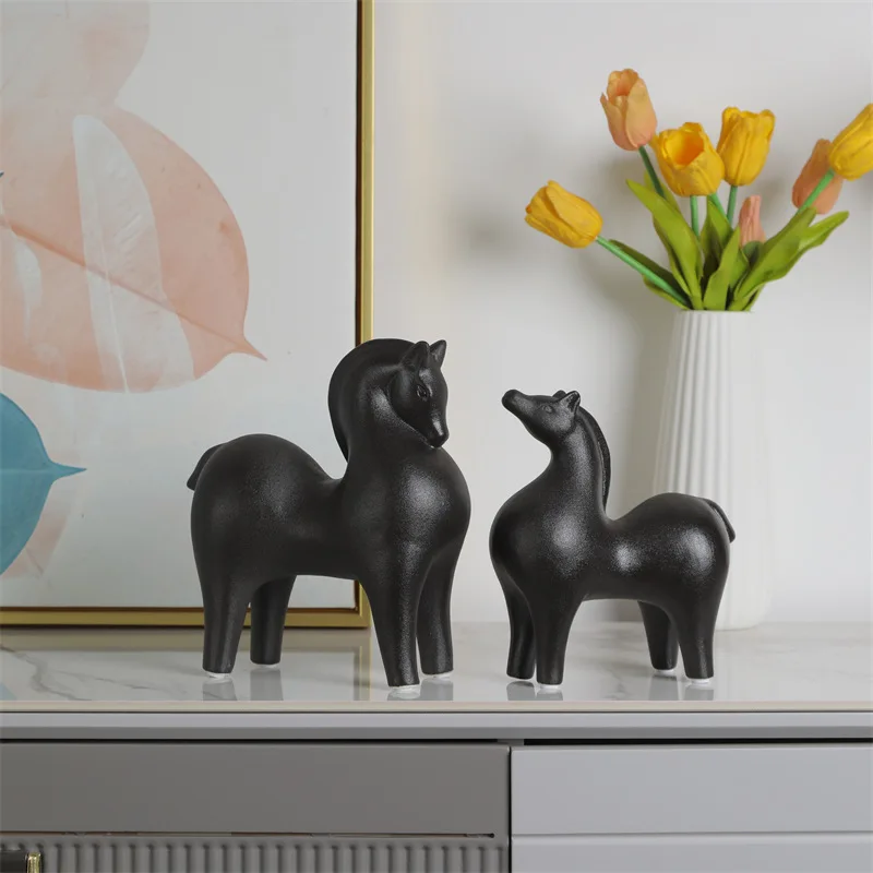 Ceramic Horse Modern Minimalist Craft Ornament Successful Arrival At Horse Ceramic Home Soft Decoration