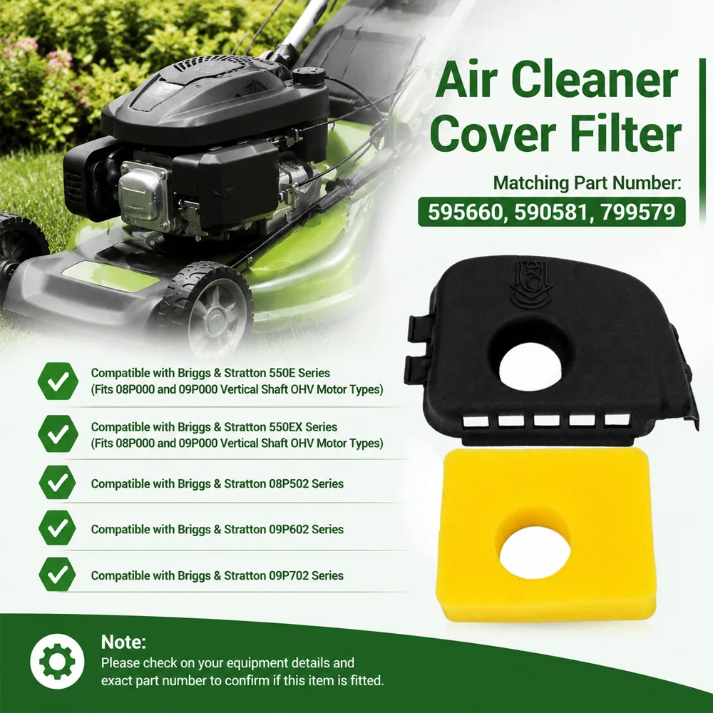 For Briggs & Stratton 550E 550EX 08P502 09P602 09P702 Series Air Filter & Cover 595660, 590581, 799579 Air Cleaner Accessories