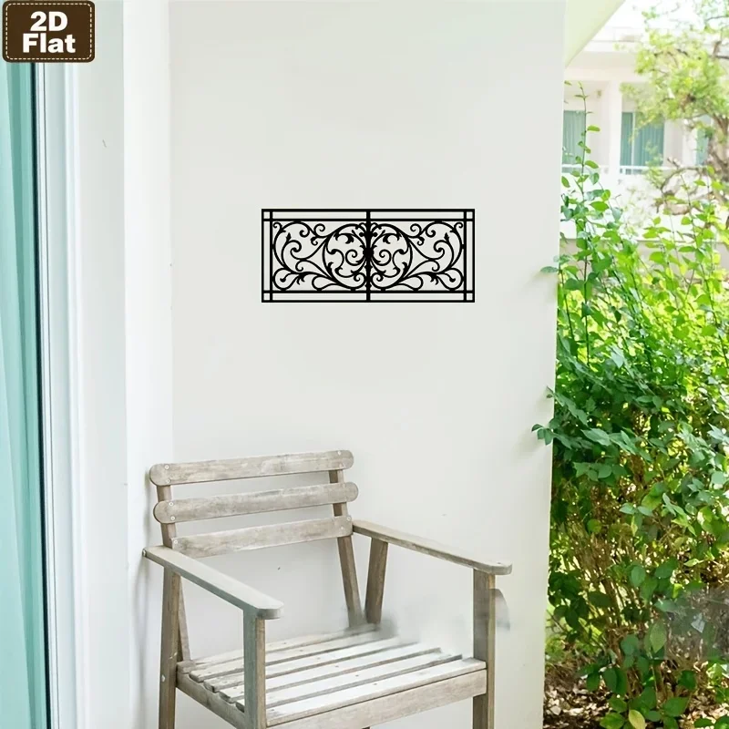 CIFBUY Vintage Baroque Scroll Wrought Iron Metal Art Panel Matte Black Laser Cut Hanging Ornament For Indoor Home Garden Decor