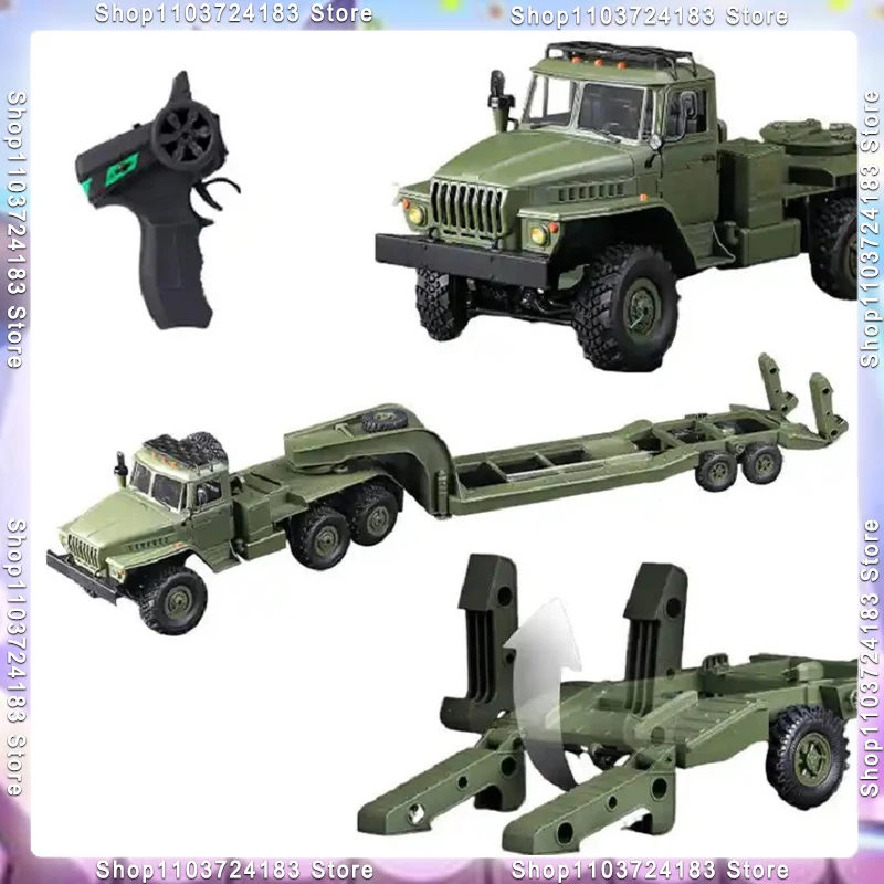 WPL B36-3 Full Size Military Remote Control Transport Vehicle Model Extra Long Track Detachable Simulation Trailer Children Toy