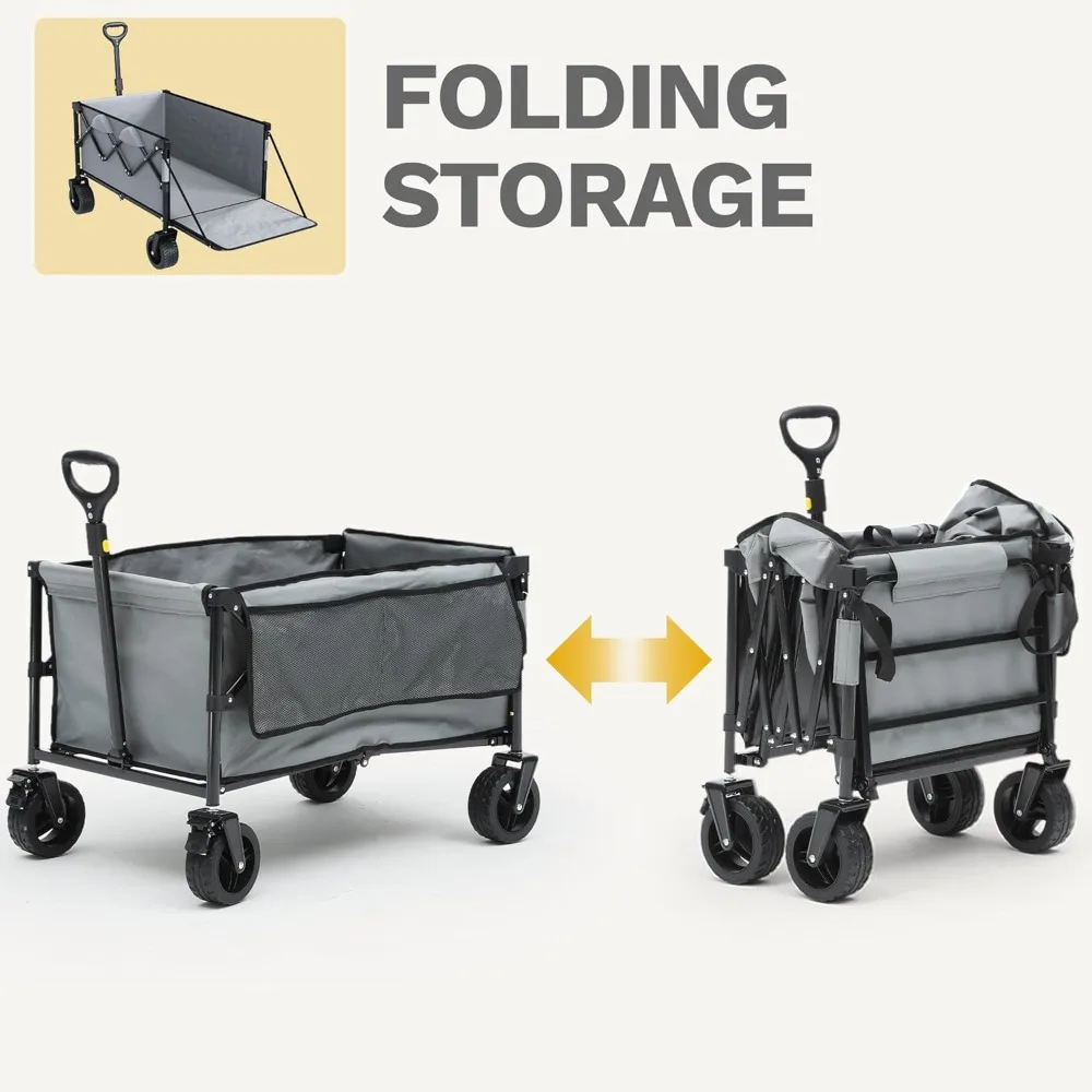 Extra Long 45-inch Collapsible Heavy-Duty Wagon Cart with Tailgate, 265 lbs Capacity, All-Terrain Wheels for Outdoor Activities