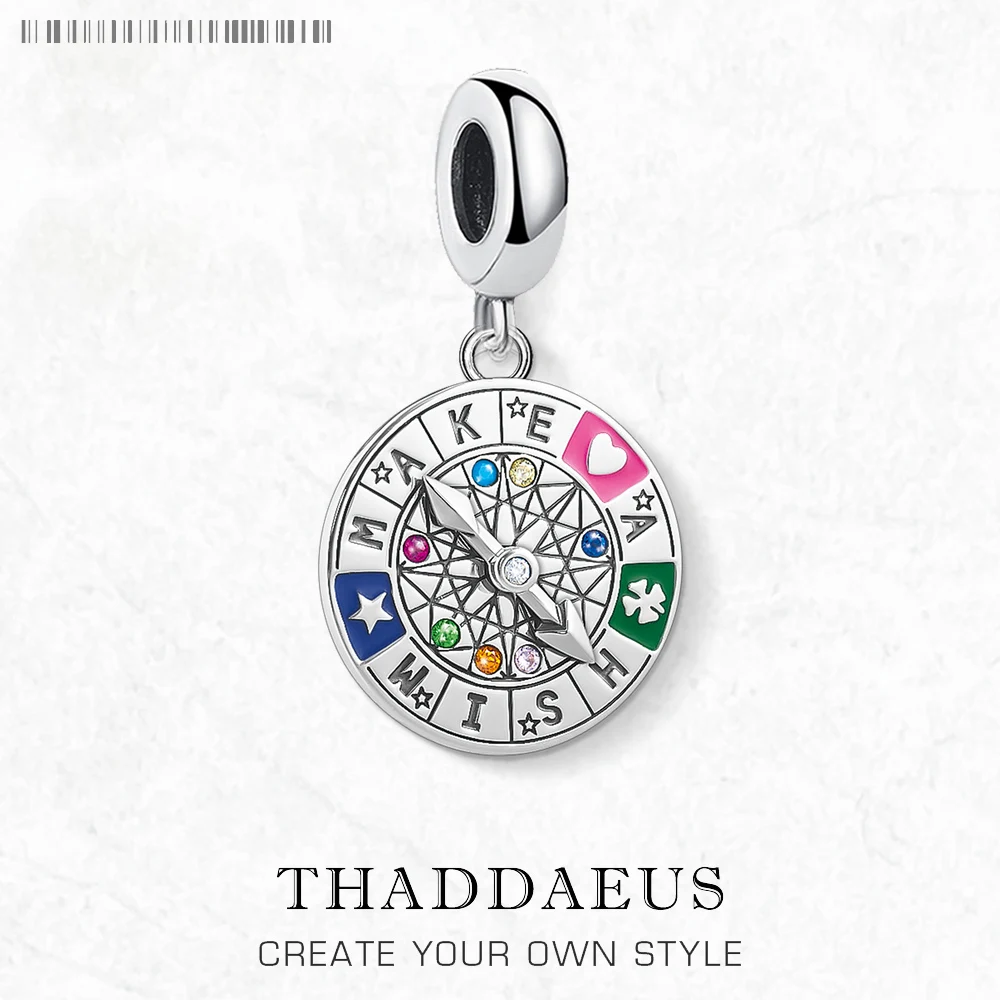 

Wheel of Fortune 925 Sterling Silver Dangle Charm Lucky Pendant Women Men Summer Fine Jewelry