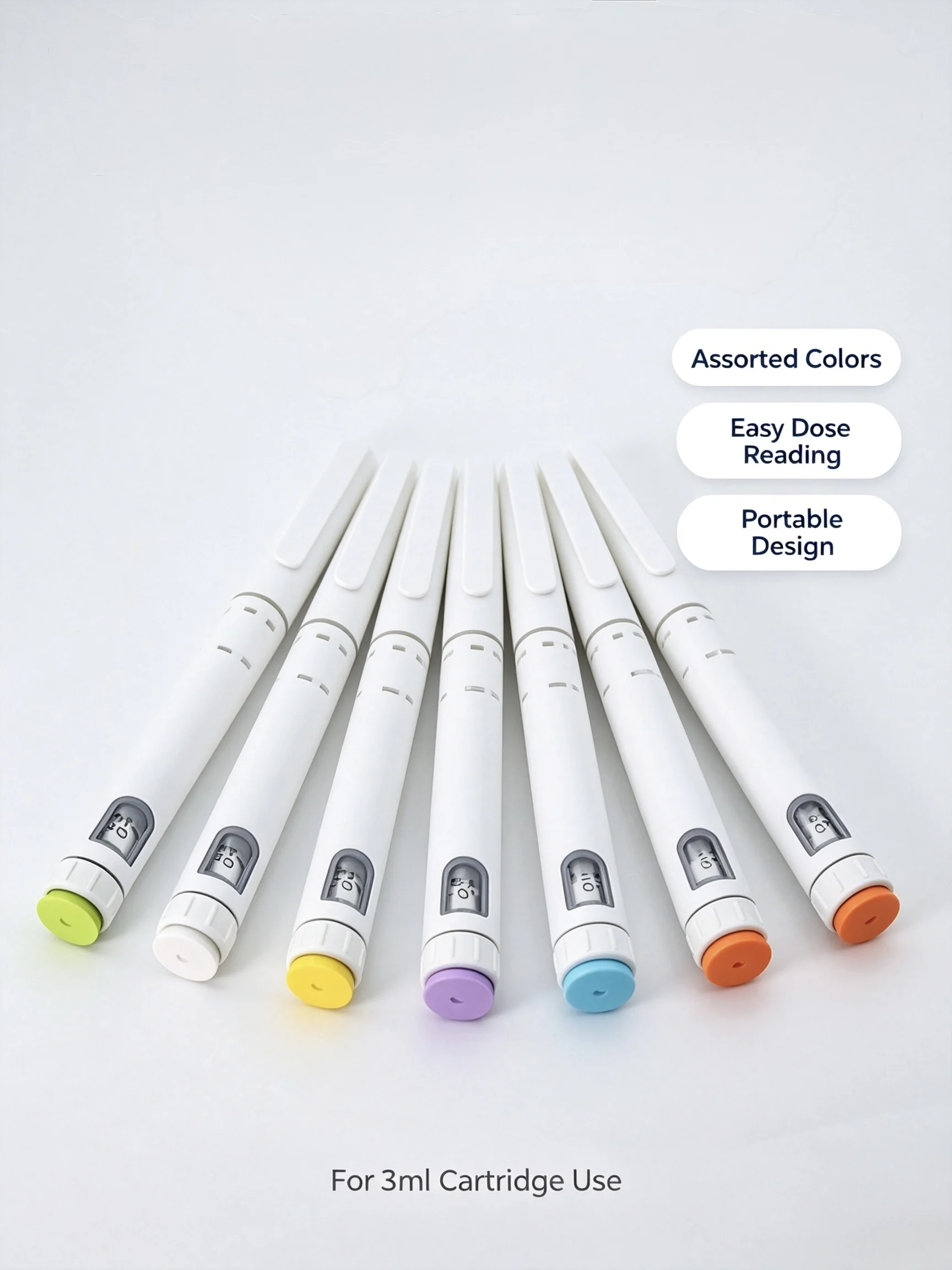 Disposable Insulin Injection Pen Handle Fit 3ml Cartridge, Adjustable Dose Window, Multi Color Magic Pen 10 Pack