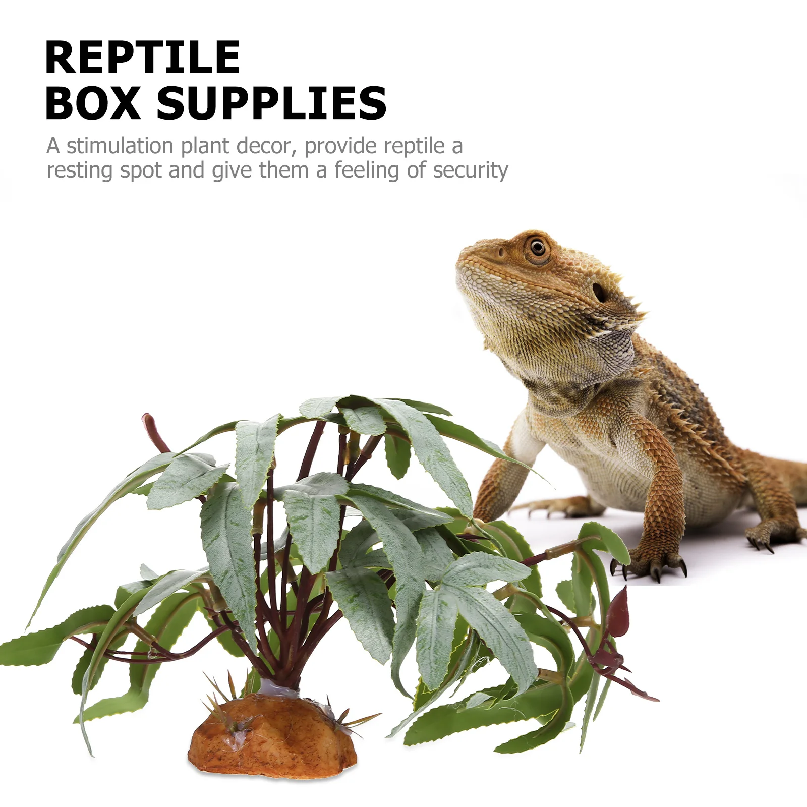 نباتات مقلدة لصندوق الزواحف نباتات خضراء اصطناعية ديكور واقعي من الراتنج المقاوم للماء لسرطان السلطعون الشيح #4