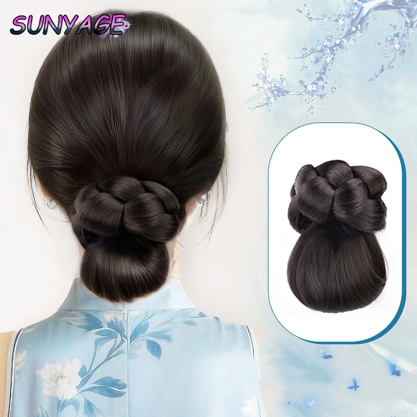 

SUNYAGE Synthetic Natural Looking Hair Donut for Women Lazy Bun Hair Styling Tool Fake Hair High Temperature Silk Fiber Style