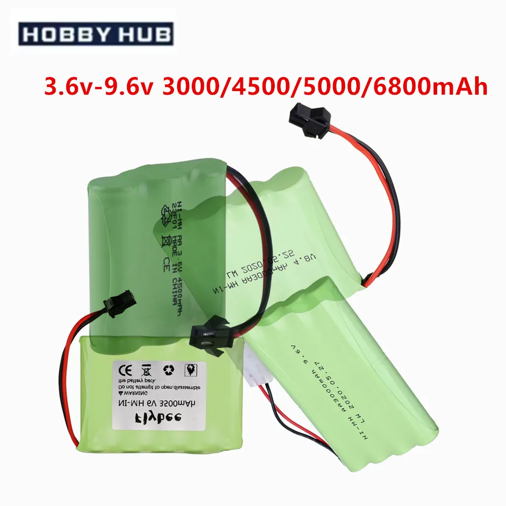 3.6v 4.8v 6v 7.2v 8.4v 9.6v 12v 5000mAh Rechargeable Battery or 3000mAh 4500mah Nimh AA Battery Pack For Rc toys Cars Boats Part