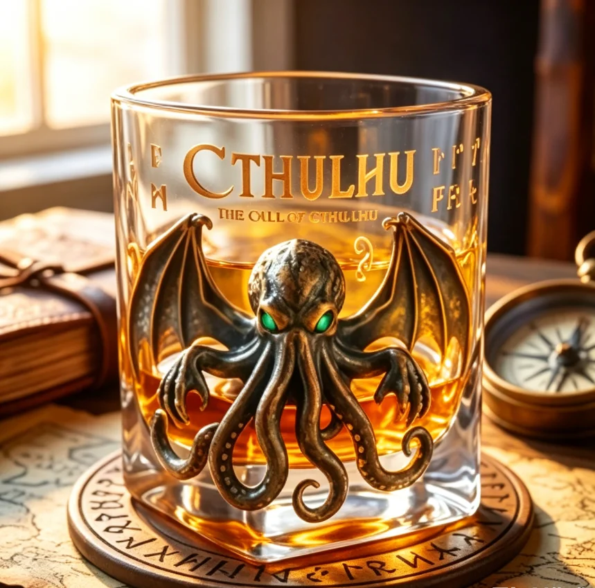 Deep Sea Monster 3D Octopus Tumbler Thick Crystal Bourbon Brandy Drinking Glass for Bar Party