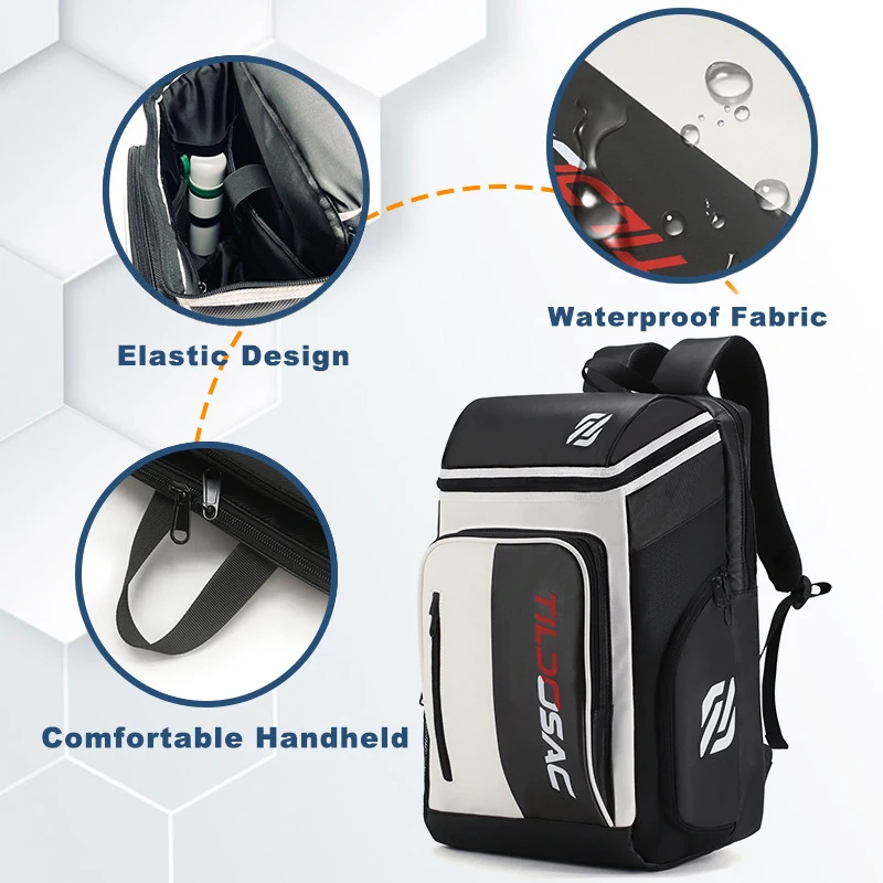 Unisex Padel Racquet Backpack Shoe Compartment Pickleball Racket Shoulder Bag Waterproof PU Tennis Squash Badminton Racquet Bags view 3