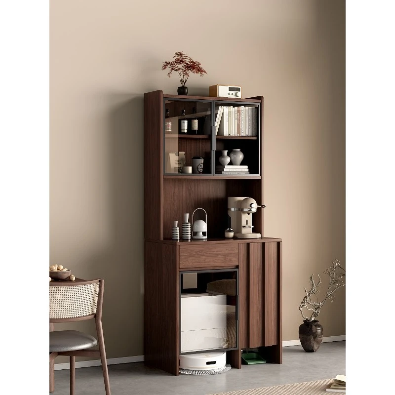 

Solid wood sweeping robot rack against the wall integrated locker living room sofa side cabinet with glass door