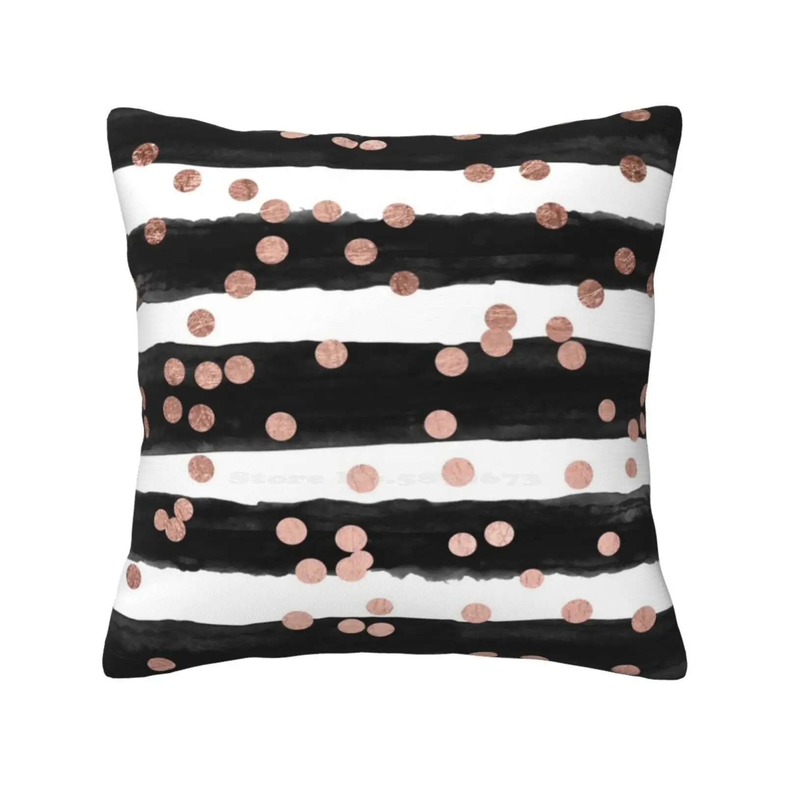 Girly Rose Gold Confetti Black Watercolor Stripes Home Sofa Car Cushion Cover Pillowcase Rose Gold Confetti Black Watercolor