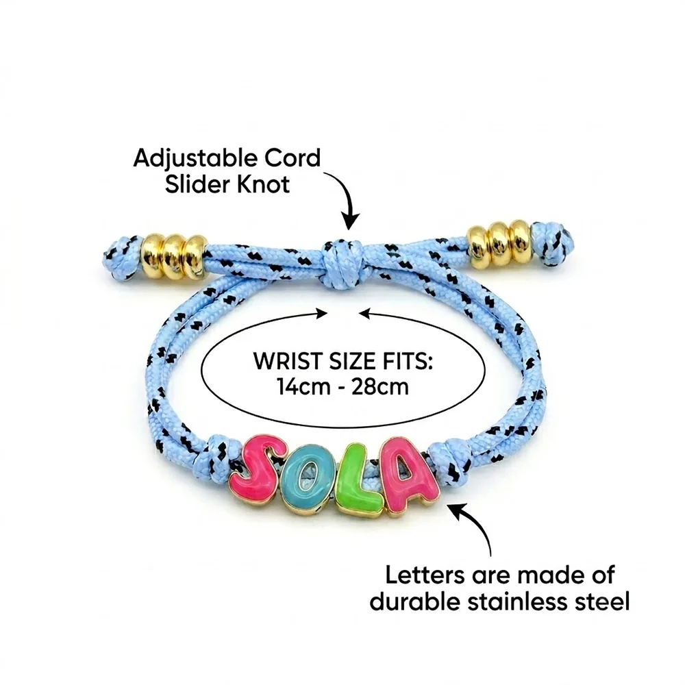 Custom Letter Braided Bracelet Personalized Colorful Enamel DIY Adjustable Dopamine Jewelry For Women Friendship Summer Gift