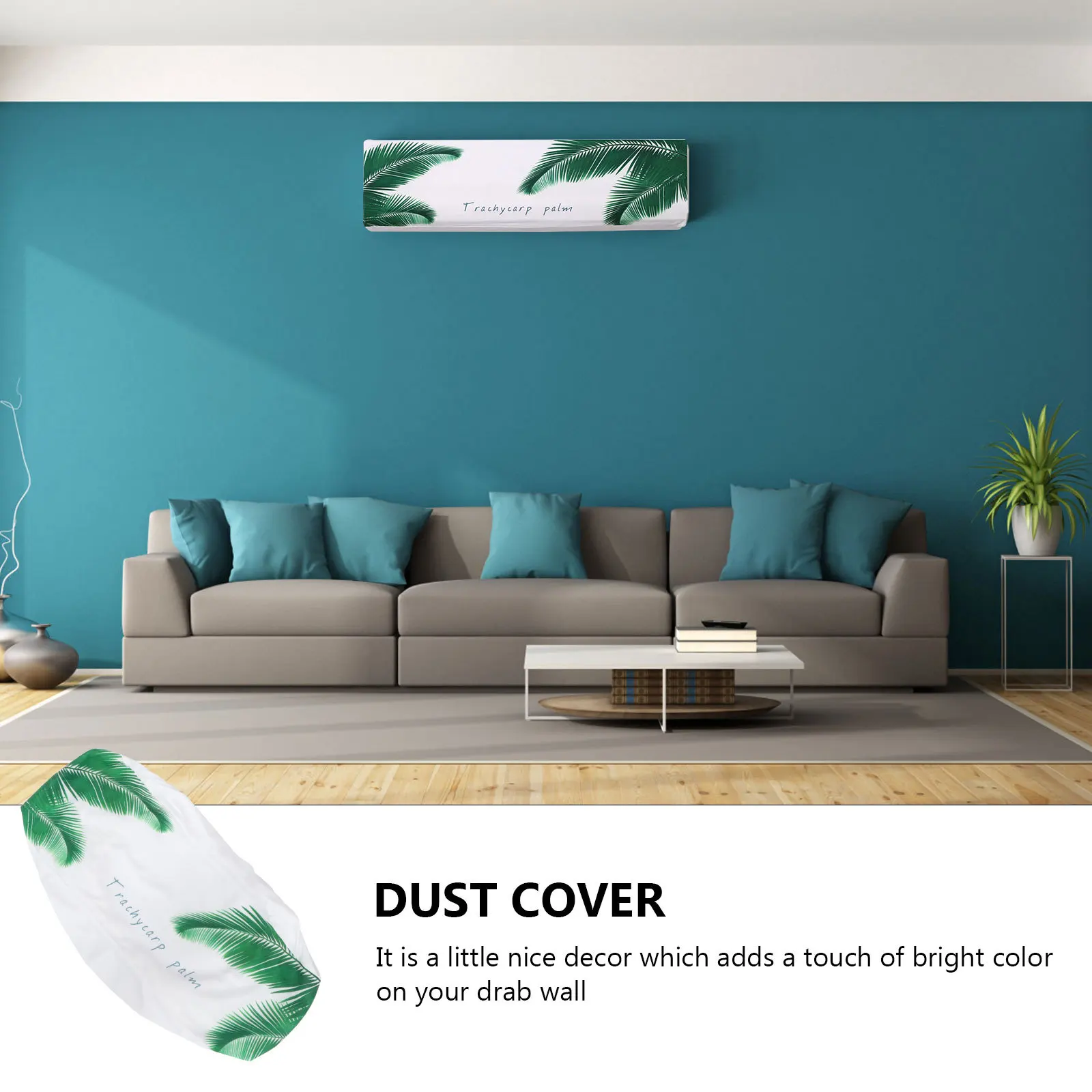 

Elastic Fabric Banana Leaf Pattern Dustproof Air Conditioner Cover Wall-Mounted Protector Cover General Within 80Cm for Home
