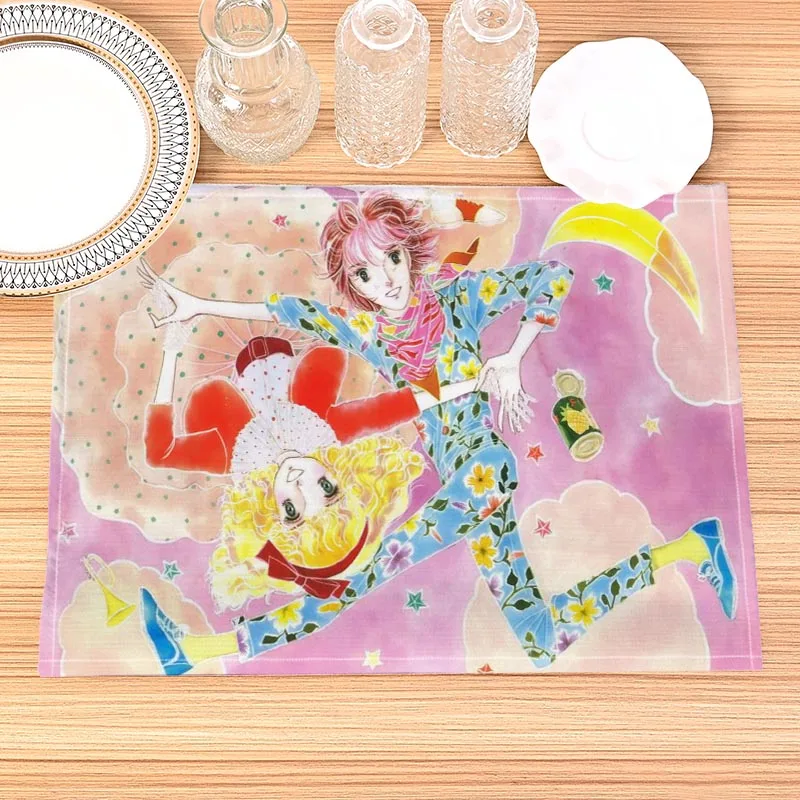 Haikarasan Ga Toru Print Linen Dining Table Mats Kitchen Placemat 30X40cm Coasters Pads Bowl Cup Mat
