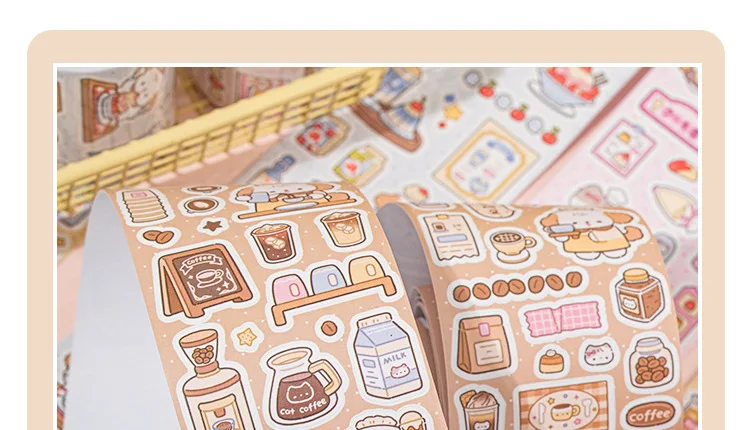 1 Rolle niedliches Cartoon-Washi-Tape mit hübschen Aufdrucken für Journal Kaka Card DIY Crafts – Detail 13