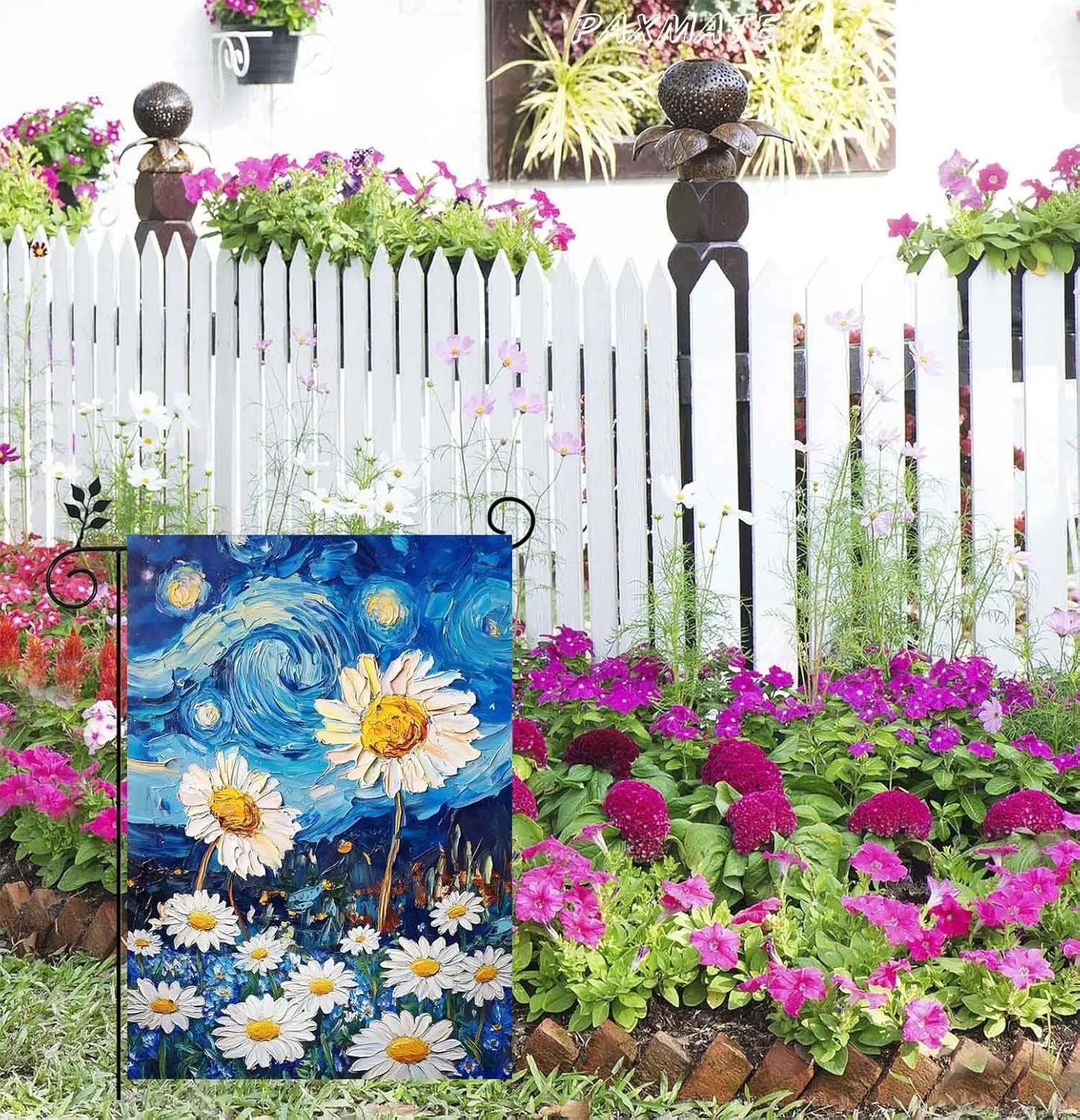 Spring Summer Garden Flag 12x18 Inch Double Sided Starry Night Daisy Flowers Small Burlap Yard Flag Seasonal Farmhouse Outdo ZZM