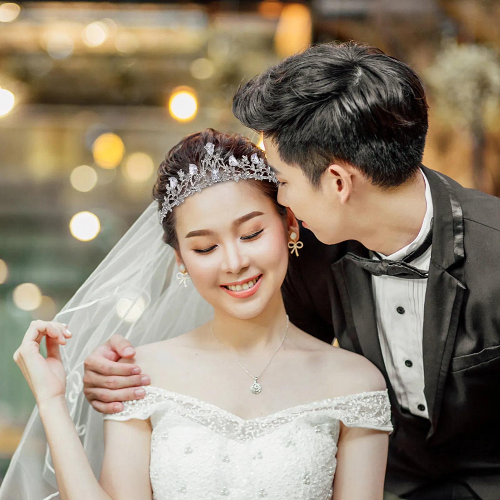 

Цирконовая свадебная тиара: Элегантная изысканная корона для свадьбы, дня рождения, банкета, вечеринки. Белая цирконовая корона-тиара для женщин.