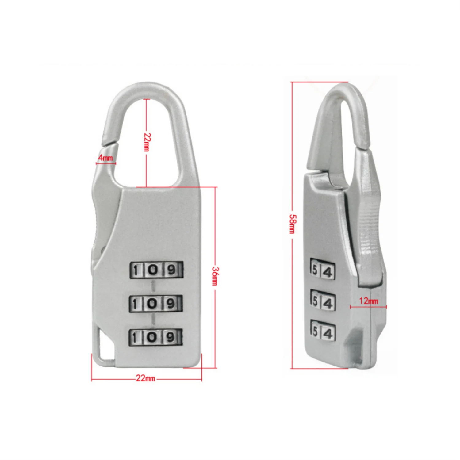 1PCS Portable Alloy Mini Lock Padlock Safe Combination Code Padlock For Luggage Zipper Backpack Travel Luggage Anti-theft