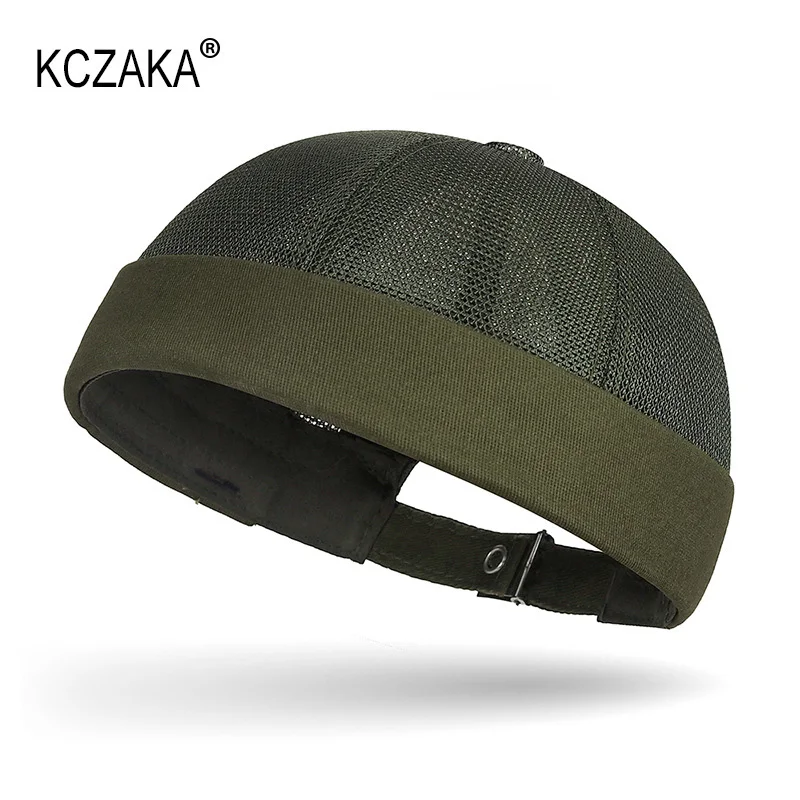 KCZAKA Brand Unisex Docker Cap Men\'s Street Mesh Breathable Brimless Beanie Hat Sailor Fisherman Leon Hat Ladies Landlord Hat