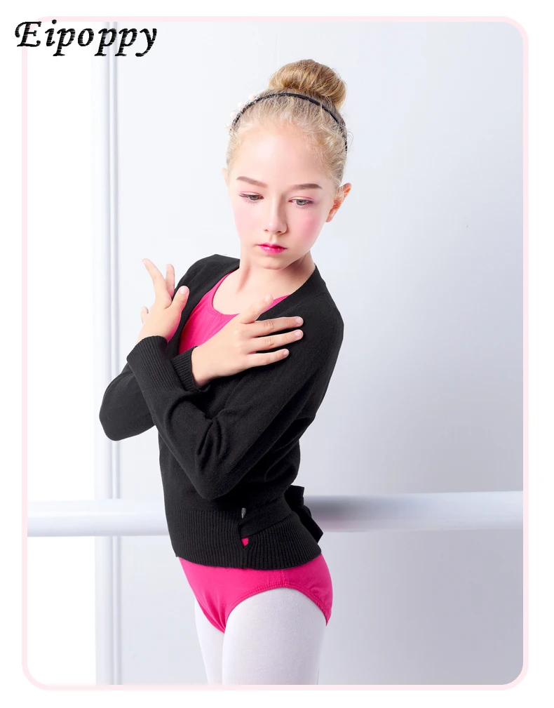 เสื้อสเวตเตอร์ถักสำหรับเด็กเล็กเด็กผู้หญิง, เสื้อโค้ทบัลเลต์ให้ความอบอุ่นสำหรับเต้นบัลเลต์ฤดูหนาวฤดูใบไม้ร่วง