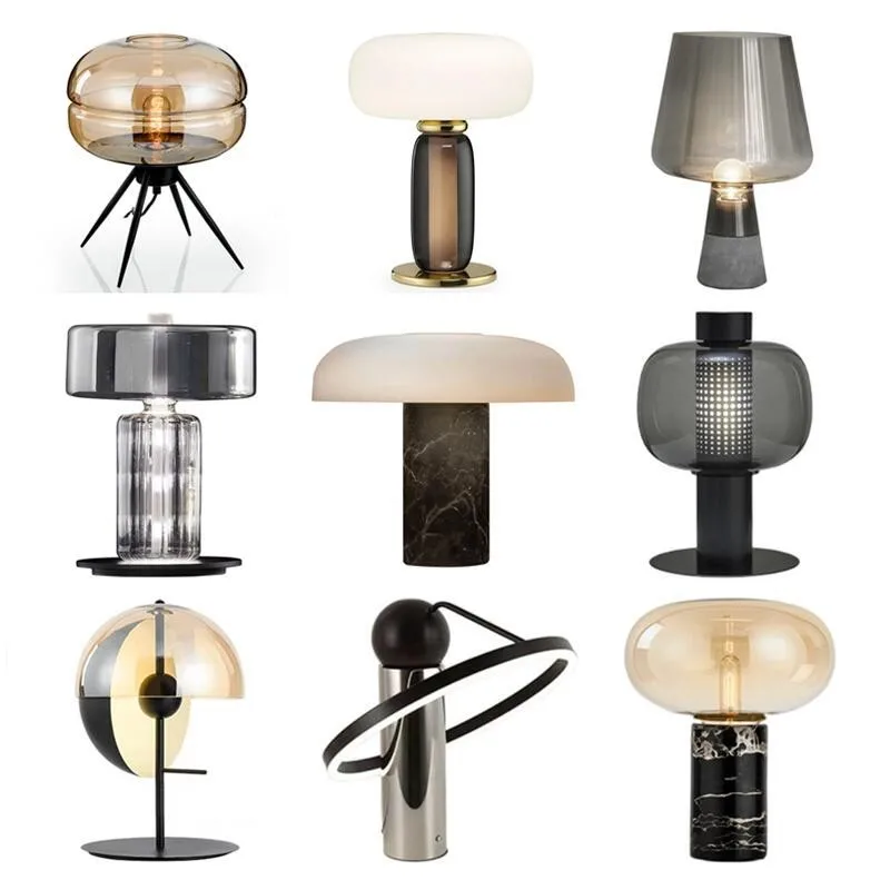 Nordic simples pós-moderno luz de luxo lâmpada de mesa designer quarto lâmpada de cabeceira high-end sala de estar decorativa vidro criatividade