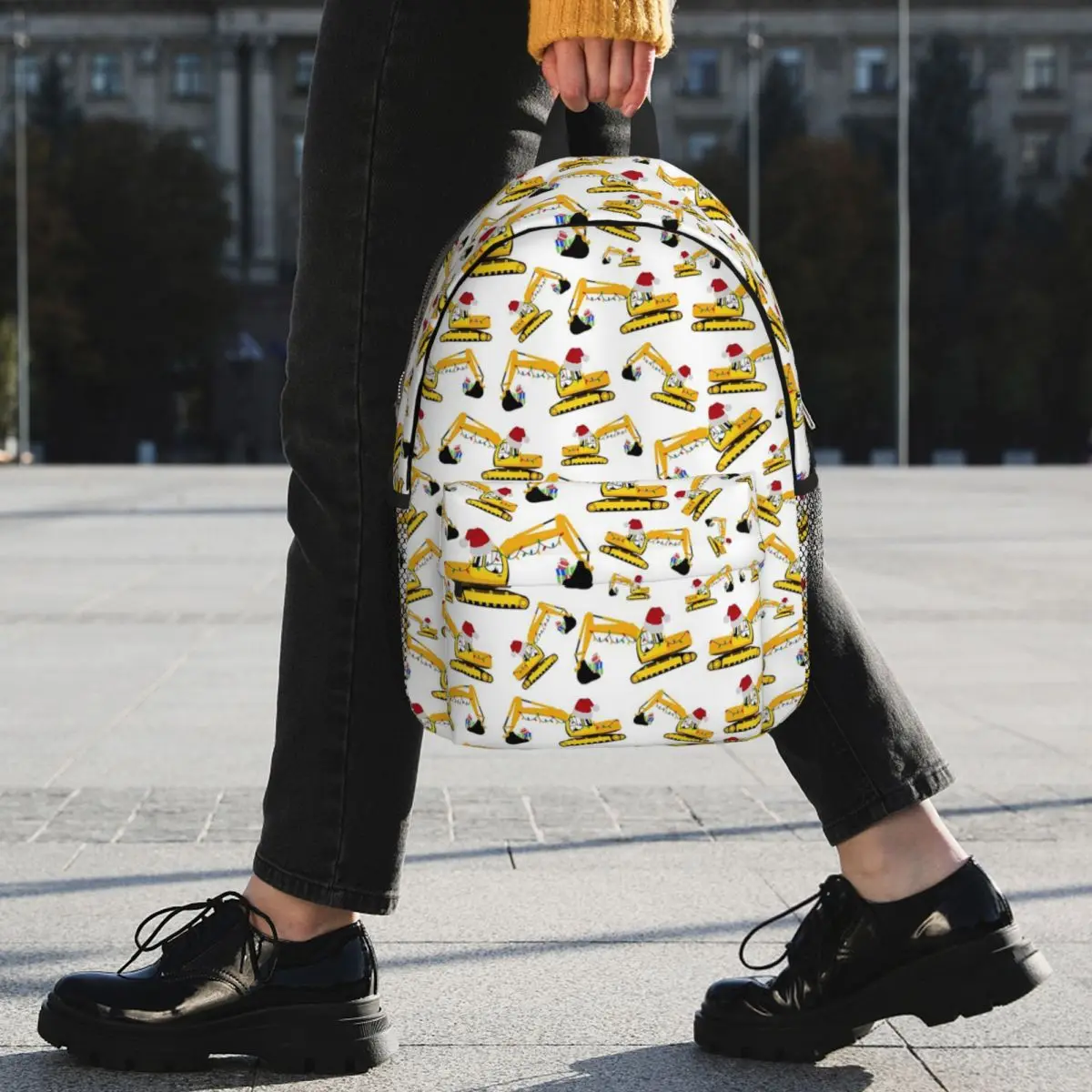 Christmas Excavator Construction Truck Backpack Student BookBag Children School Bag Laptop Shoulder Bags for Men Women