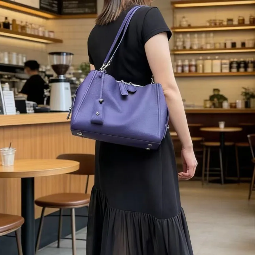 Genuine Leather Fashion Commuter Shoulder Bag Top-grain Cowhide Leather Women Versatile Senior Sense Large-capacity Tote Bag