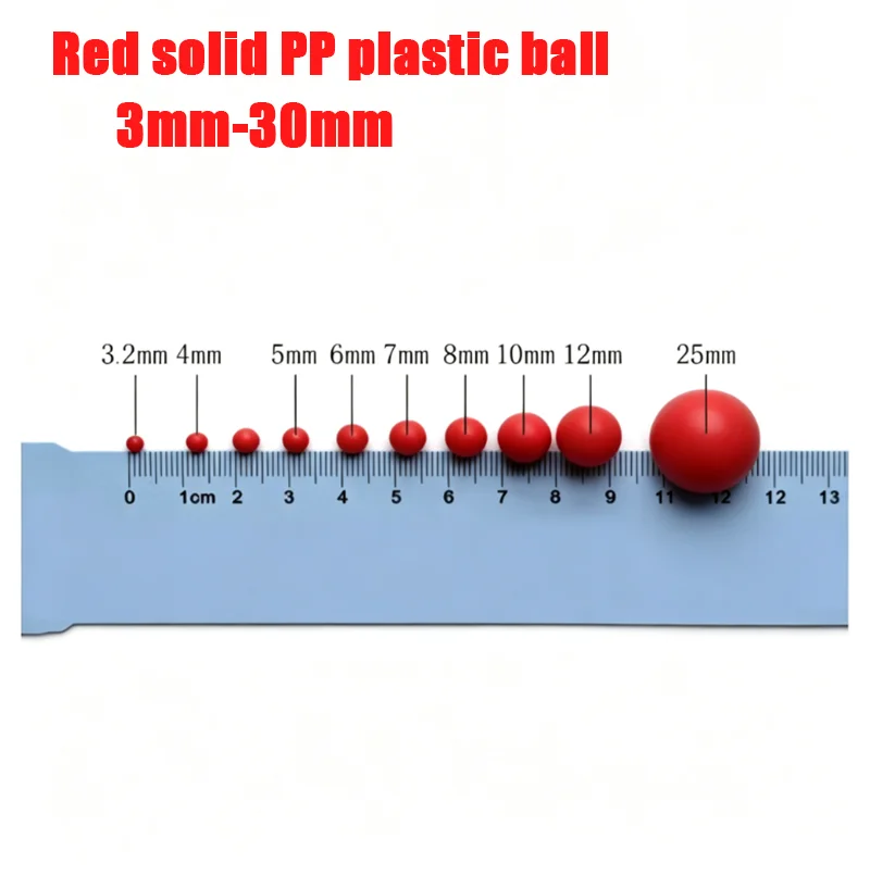 Precision PP Solid Plastic Sphere Red Floating Plastic Ball Dia 4 5 5.556 6 6.35 7 8 10 12~30mm Industrial Rolling Plastic Beads