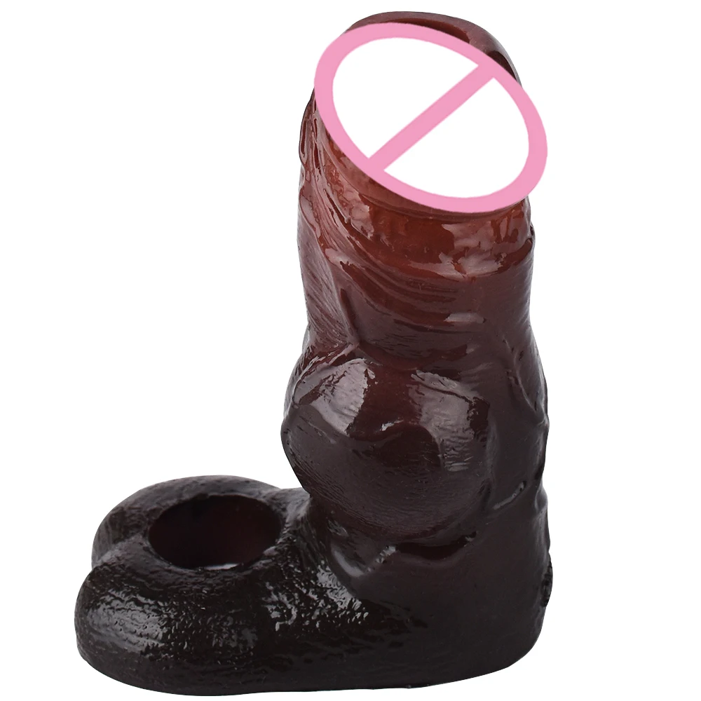 FAAK Silicone Knot Open-ended Penis Sleeve Realistic Hollow Dildo Sheath Delay Ejaculation Sex Toy For Men Male Masturbator