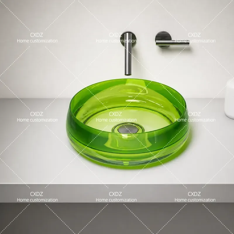 Transparent Resin Washbasin Above Counter Basin Crystal Art Sink for Home Hotel Bathroom High End Modern Design Vessel Sink
