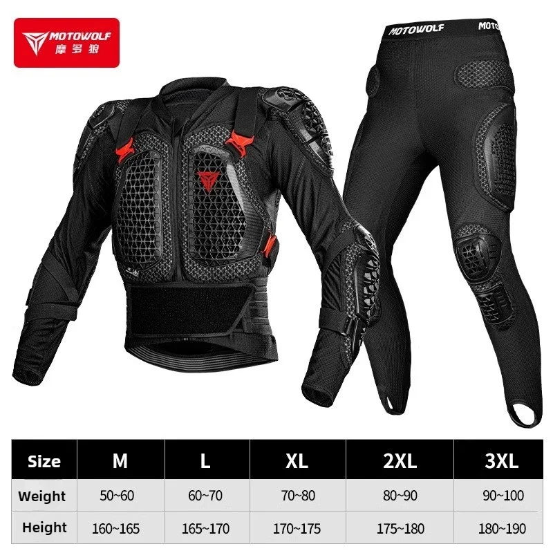 Motowolf Motorcycle Riding Anti-fall Riding Armor Full Body Equipment for Men and Women Motorcycle Armor Protective Clothing