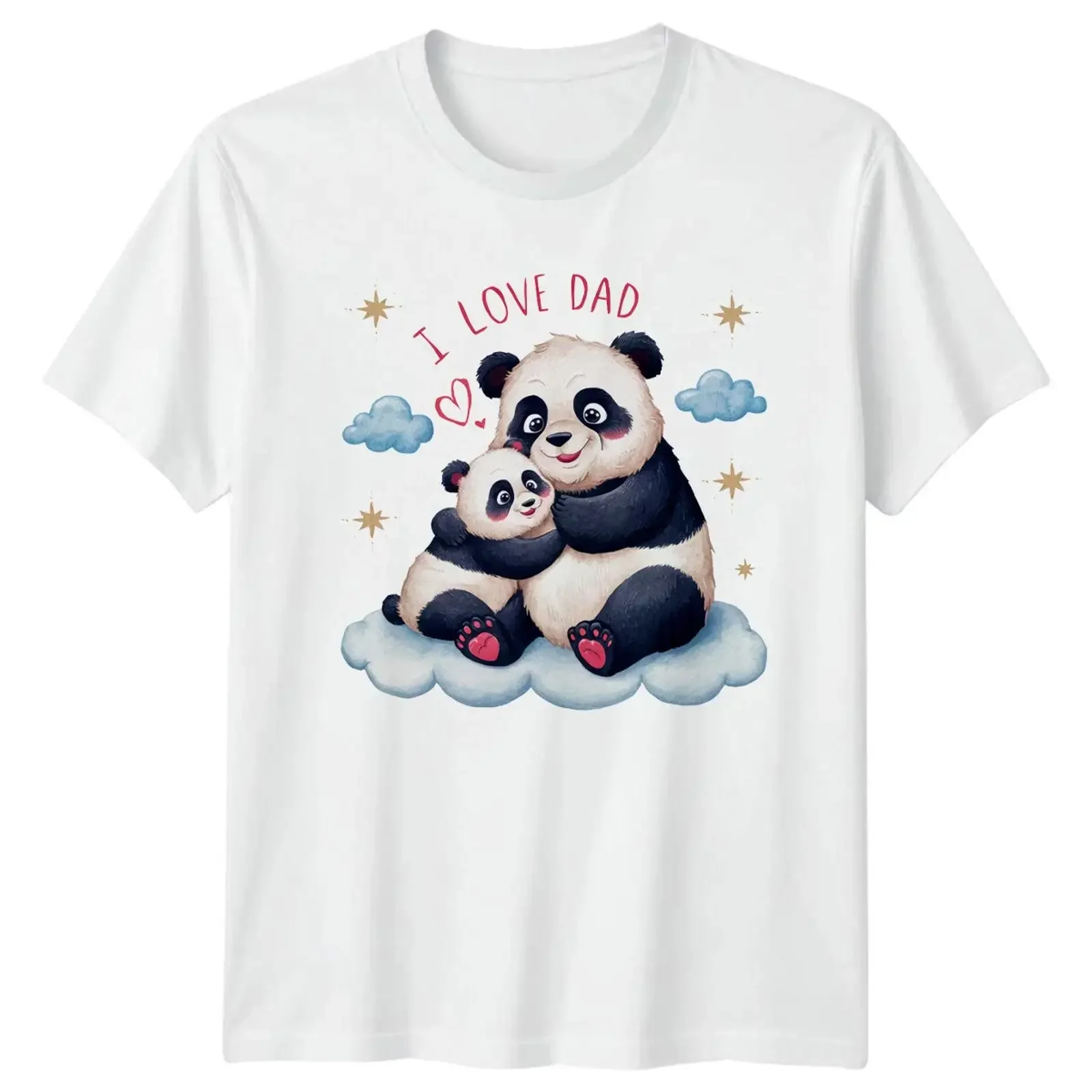 Panda T Shirt I Love Papa Father's Day Bear Image 1 of 4 vintage Washed fashion Unisex Versatile graphic Slightly Breathable