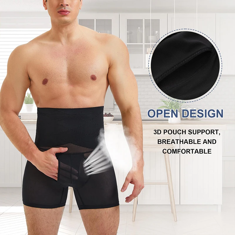 Men Slimming Shorts Tummy Control Body Shaper Compression Flat Belly Shapewear Sexy Mesh Breathable Boxer Underwear