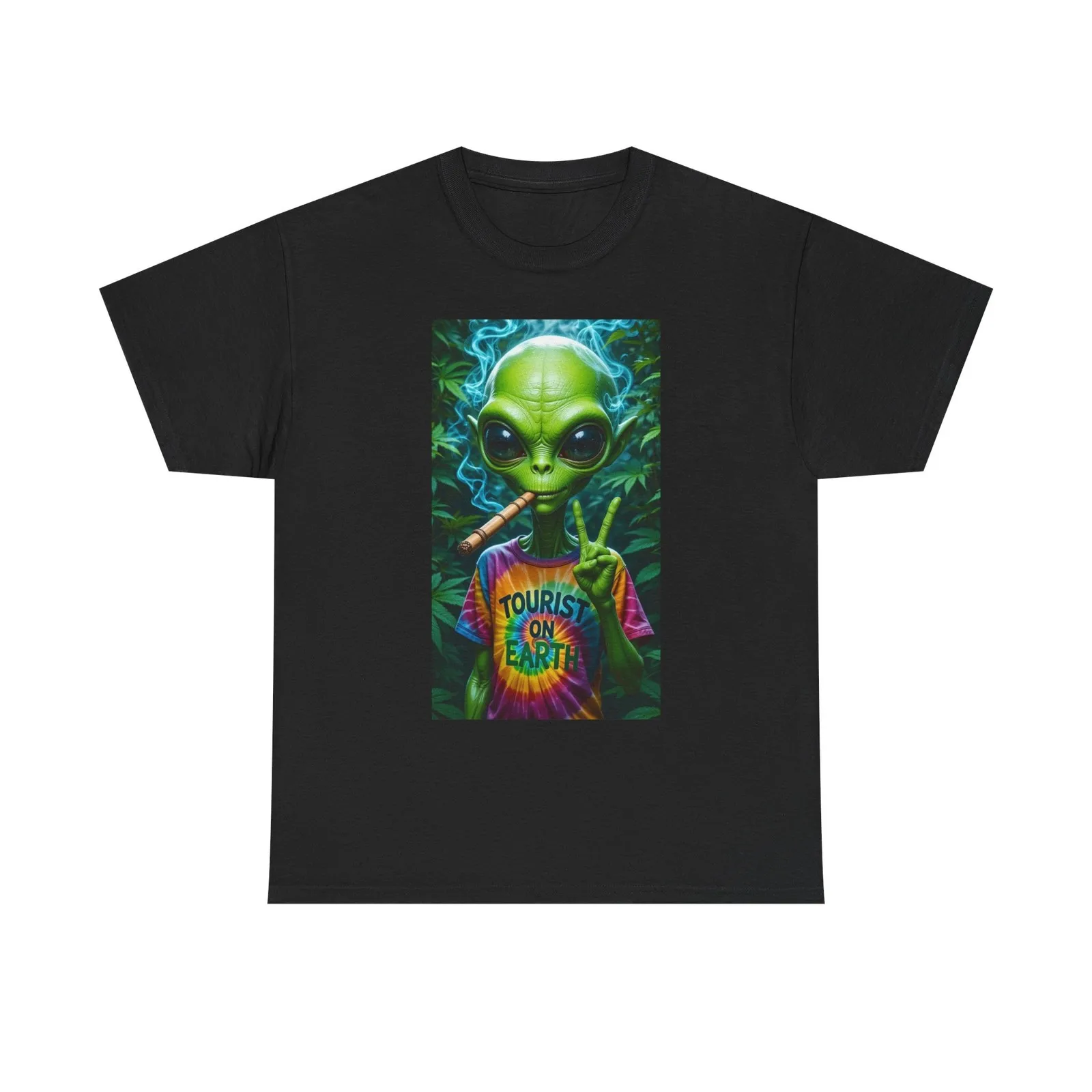 Alien Pothead Graphic T Shirt Funny Unisex Heavy Cotton Tee