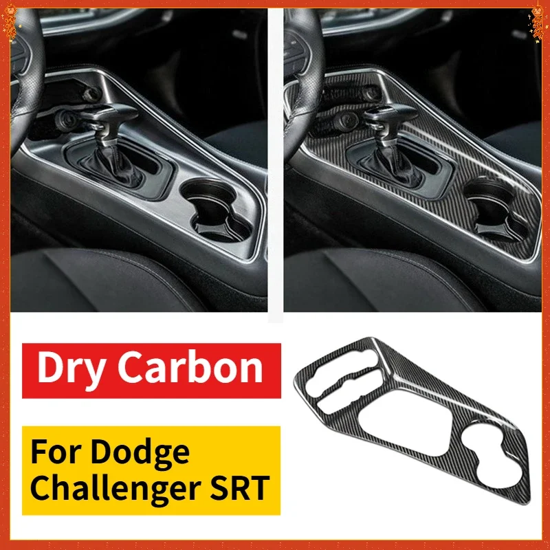 

For Dodge Challenger SRT Real Dry Carbon Fiber 15-2023 Interior Gear Shift Cup Holder Panel Decoration Modification Accessories