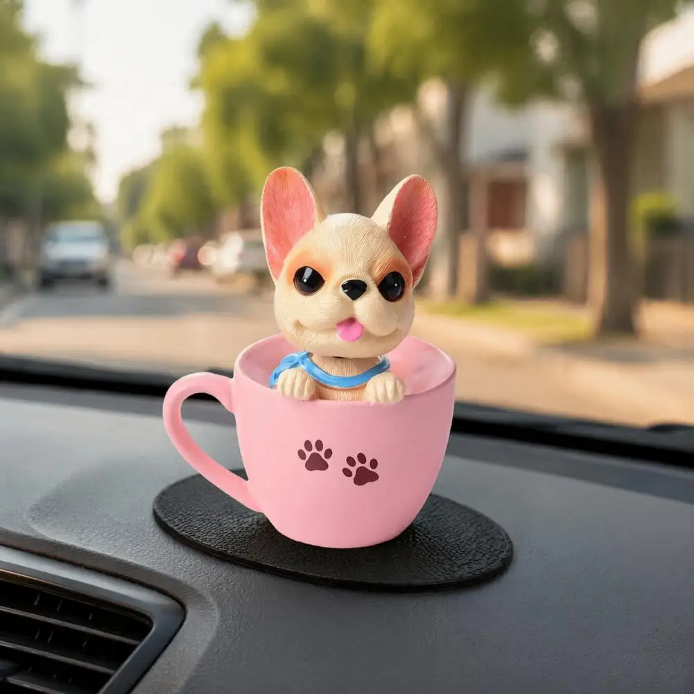 Cute Puppy Dashboard Decoration Resin Teddy Schnauzer Car Air Freshener Ornament Heat Resistant Dashboard Decor with Non-slip