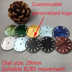 DIY custom logo watch dial 29mm suitable for miyota8285 movement dial custom logo laser printed name/logo watch dial with glow