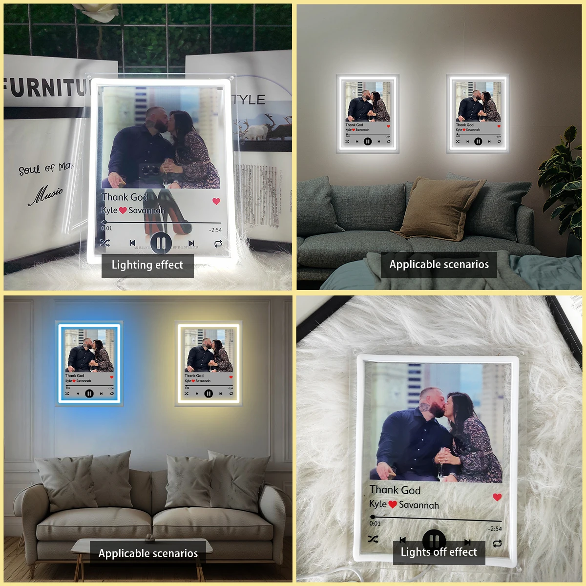 LED Light-emitting Lamp Group Photo Frame-shaped Ambient Decorative Light, Customizable