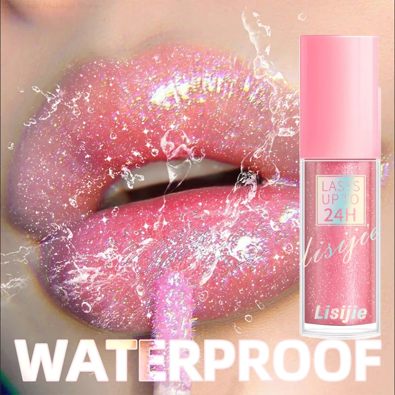 

Glitter Lip Glaze Liquid Lipstick Long Lasting Waterproof Dewy Finish Lip Oil Lip Tint Moisturizing Lip Balm Highly Pigmented