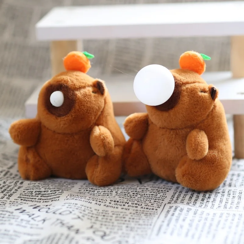 

Cute Capybara Doll Portable Plush Toy Bubble Blower Student Gift Book Bag Pendant Decorations Keychain Gift