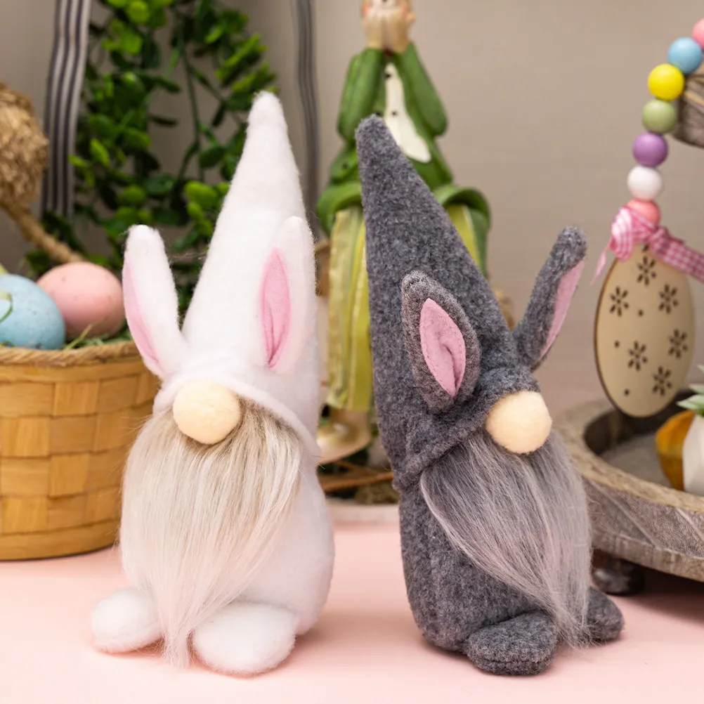2Pcs Easter Bunny Gnome Home Ornament Rabbit Gnome Scandinavian Easter Party Decoration Supple Ornament Dwarf
