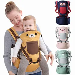 Multifunctional Cartoon Bear Baby Hipseat Carrier Backpack for Newborn Infant Toddler Boys Front Pocket Storage 0-36M 4 Seasons