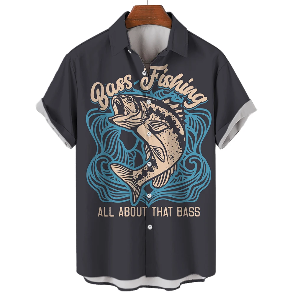 

Holiday Men's Shirt Oversized Man Summer Shirts Fishing Club 3d Printed Lapel Button Clothing Everyday Male Sport Short Sleeve