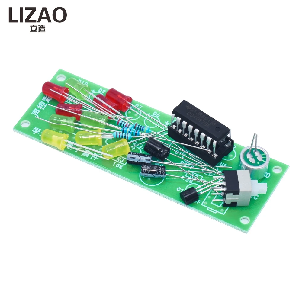 LIZAO Electronic DIY Kit Voice Control RGB LED Flashing Light for Study Training and Creative Present