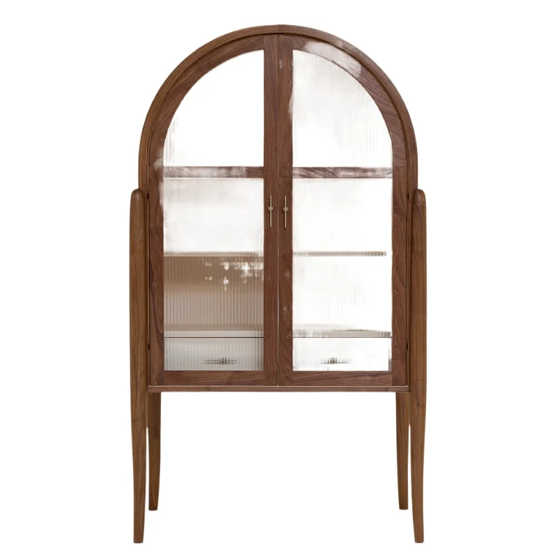 

American solid wood dining side cabinet French rural retro old wine cabinet display cabinet ART architectural revival