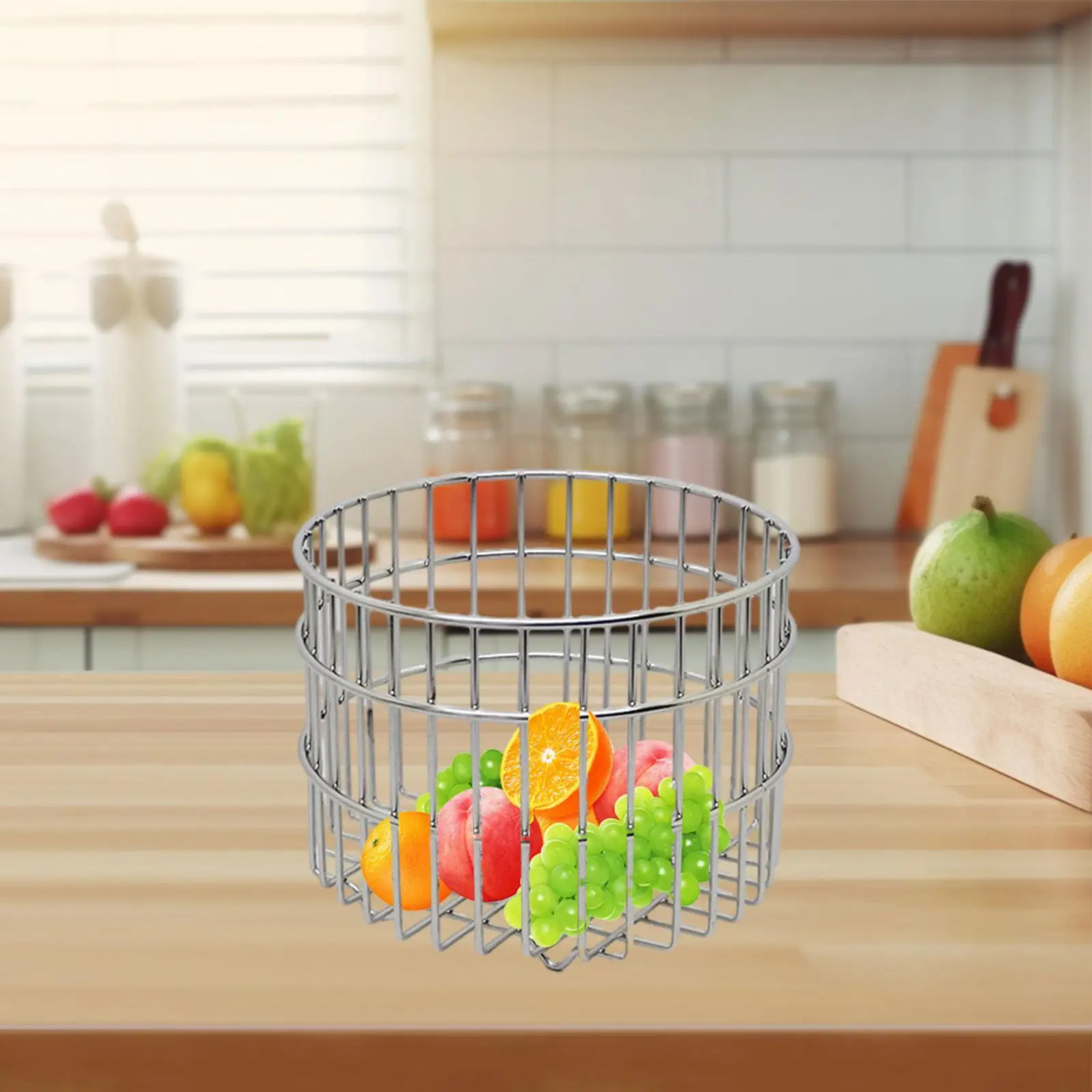 Wire Basket Portable Round Versatile Fruit Bowl for Dormitory Kitchen Office