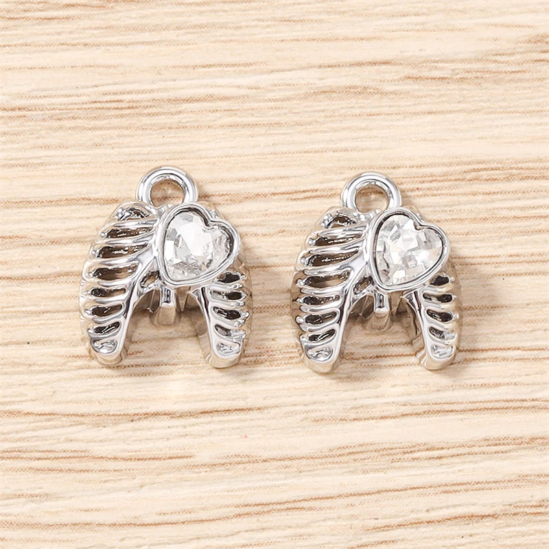 5 Stück 11 x 13 mm niedliche Kristall-Metallflügel-Herz-Anhänger, passend für Halsketten, Ohrringe, Armbänder, DIY-Handwerk, Schmuckherstellung, Zubehör – Detail 9