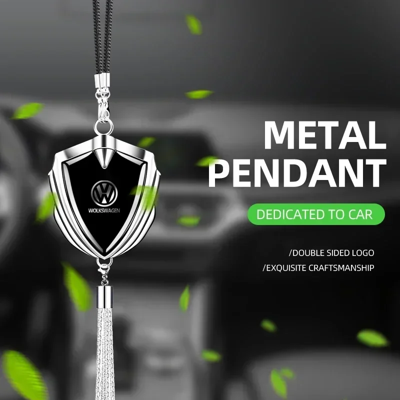 3D Metal Logo Badge Car Rear View Mirror Pendant Ornament For Volkswagen LEXUS Dacia Tesla Cadillac Land Rover Toyota Hyundai