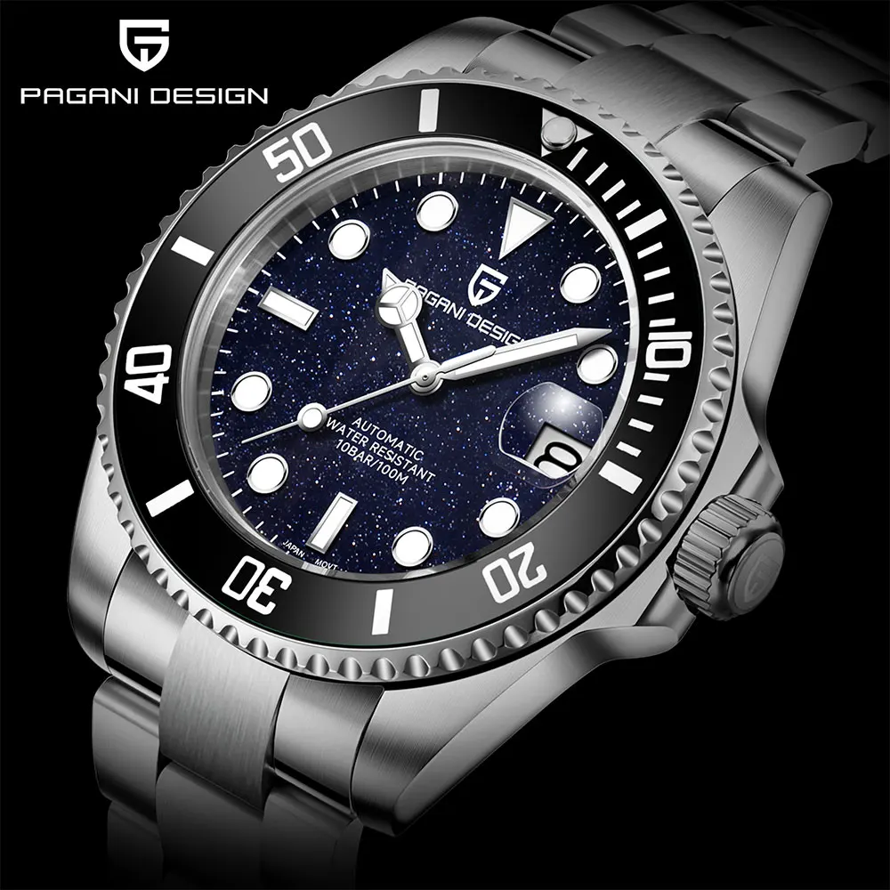 PAGANI DESIGN New 43mm Men Watch Ceramic Bezel Miyota 8215 Mechanical Watch Stainless Steel Waterproof Automatic Wristwatch Men
