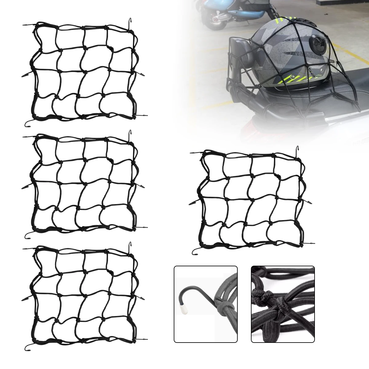 Bungee Cargo Net Strech Gear Helmet Luggage Netting for Motorcycle Bike Paddleboard Quad Canoe Moped ATV Accessories image 2