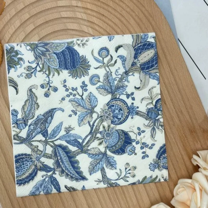20pcs 33*33cm 2Ply Blue & White Vintage Pattern Colorful Napkins Dining Table Party Atmosphere Decoration DIY Decoupage Paper